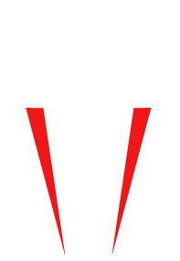 White arrow pointing upward with red triangles below.